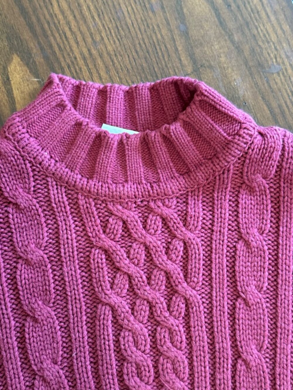 Vintage Classic Elements Cable Knit Sweater Mock Neck Red Thick Acrylic Petite M - Picture 2 of 7